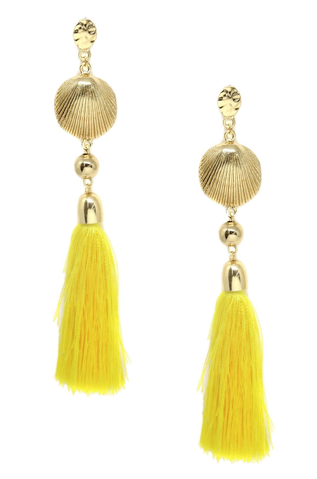 Yellow Tassel Earrings png transparent