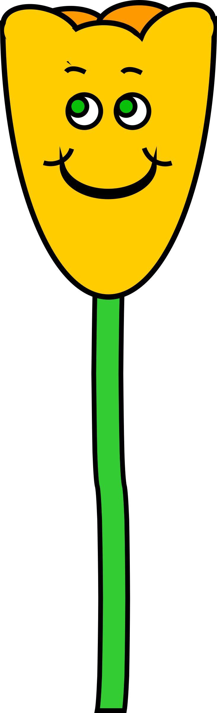 Yellow tulip with smile png transparent