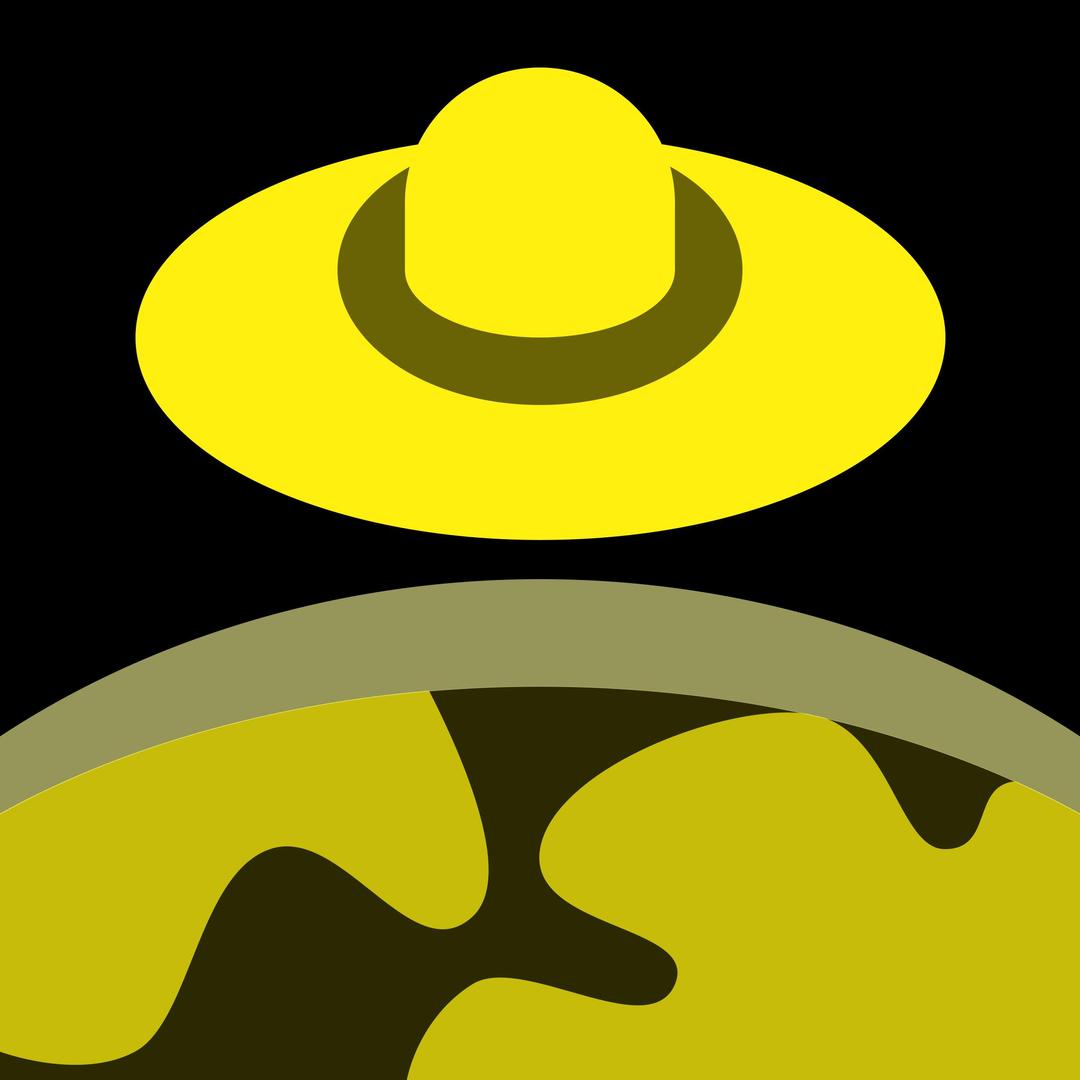 Yellow/Black UFO over planet 16px icon png transparent