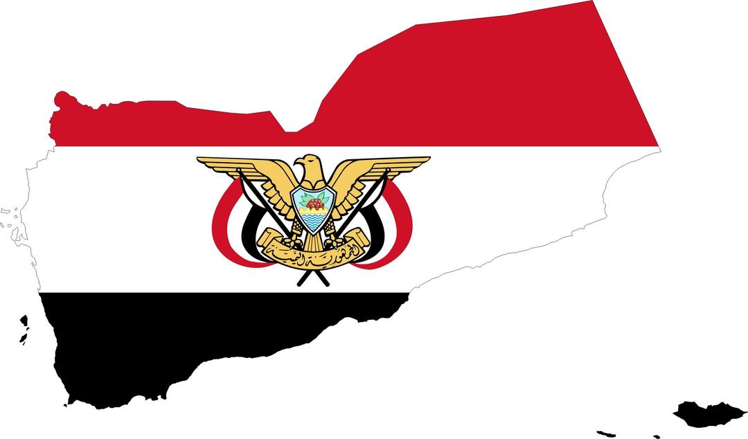 Yemen Map Flag With Stroke And Emblem png transparent