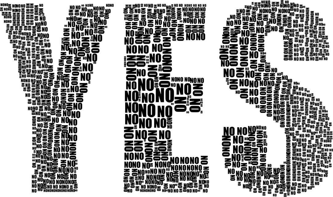 Yes And No Typography Black png transparent