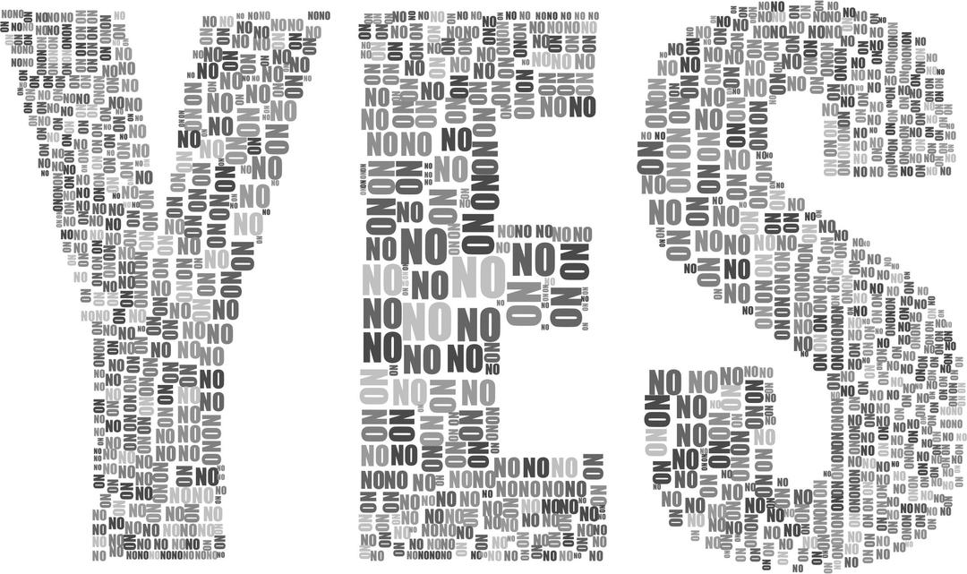 Yes And No Typography Grayscale png transparent