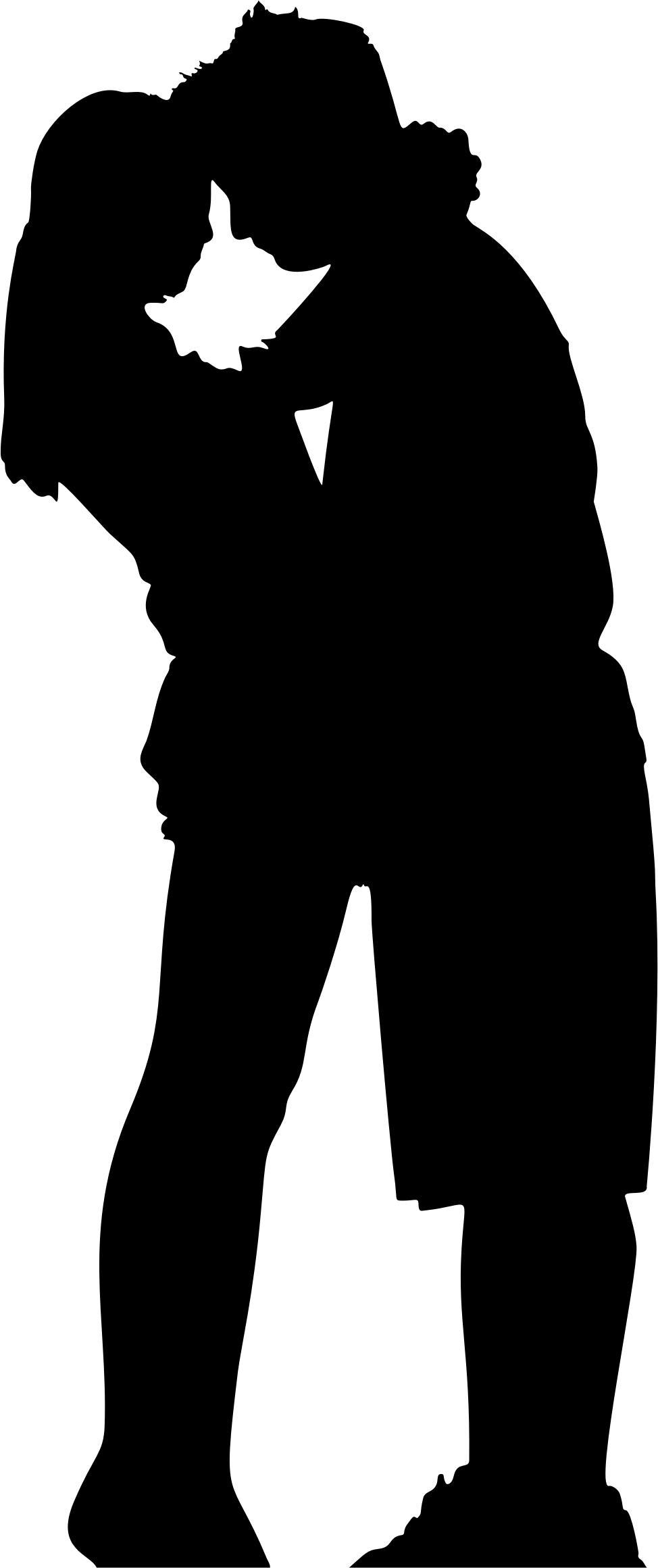 Young Couple Hugging Silhouette png transparent