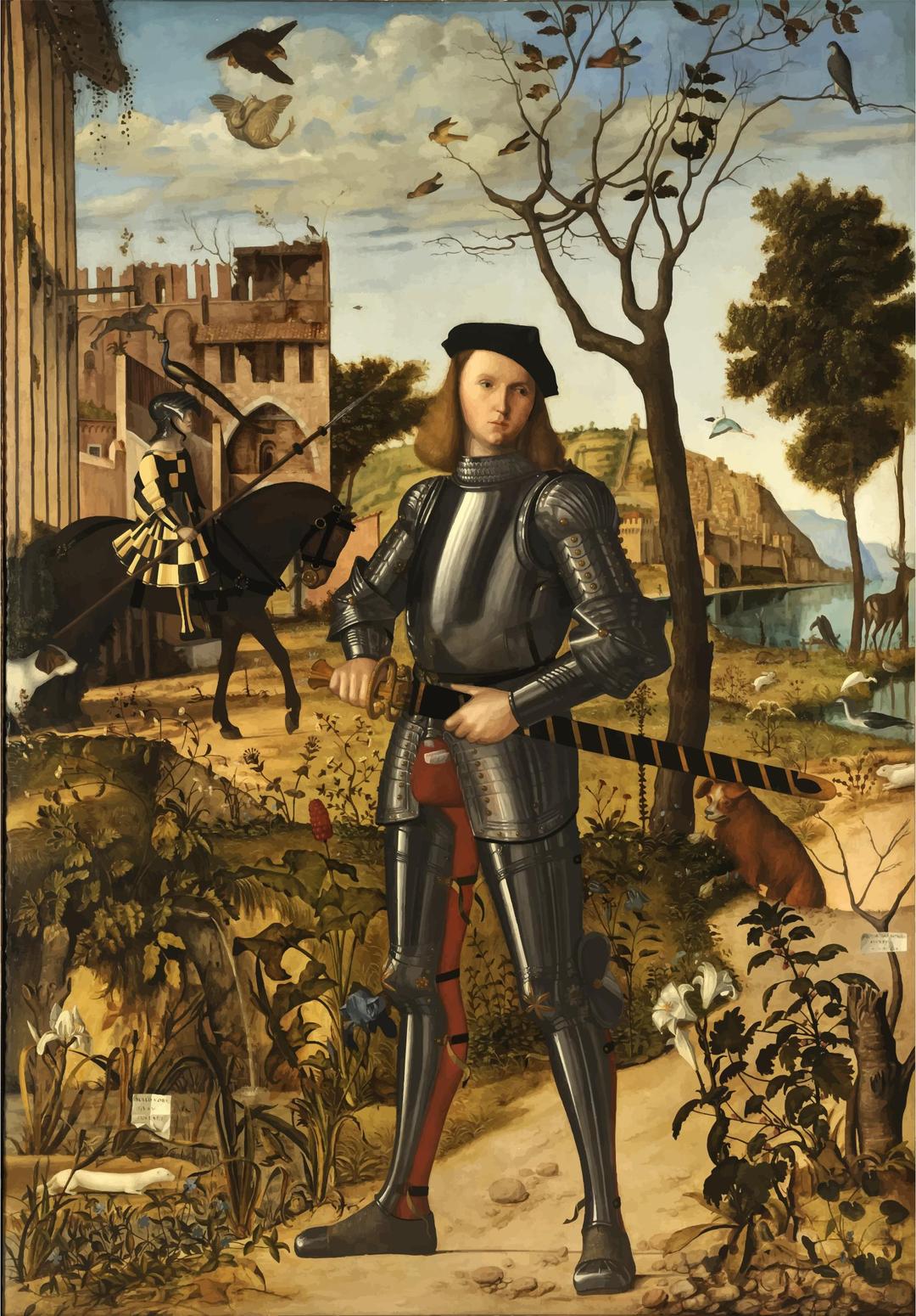 Young Knight in a Landscape Vittore Carpaccio png transparent