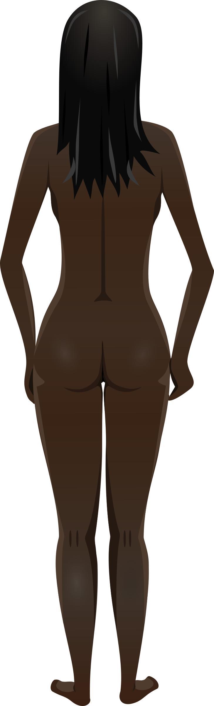 Young lady (dark skin, naked, black hair) png transparent