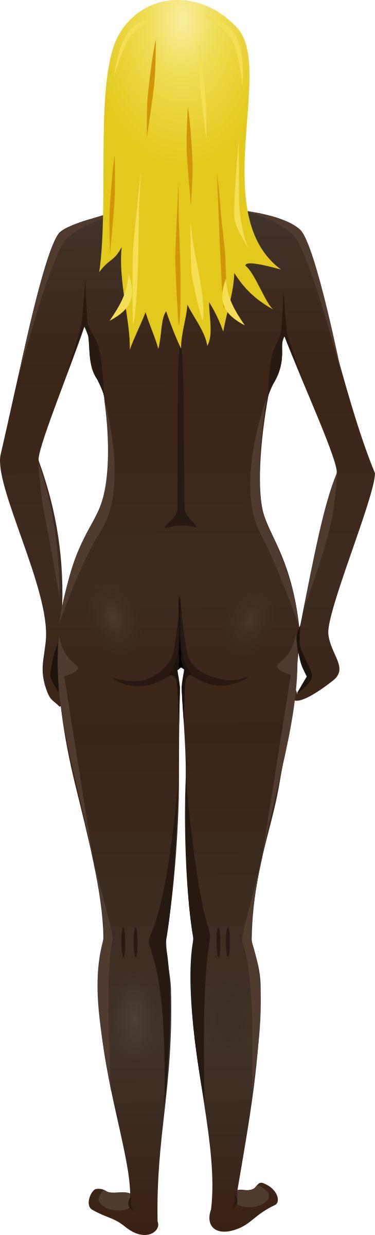 Young lady (dark skin, naked, blonde hair) png transparent