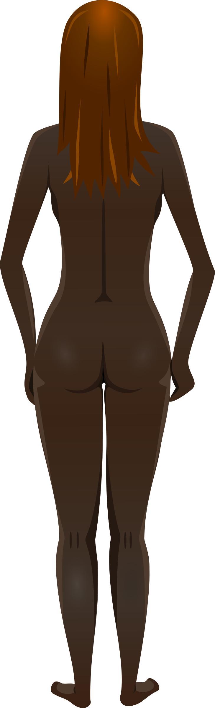 Young lady (dark skin, naked, brown hair) png transparent