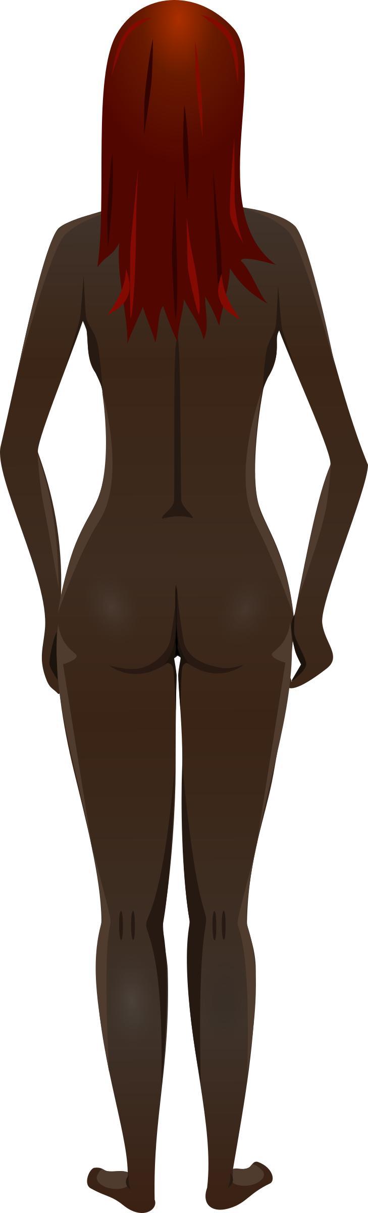 Young lady (dark skin, naked, red hair) png transparent