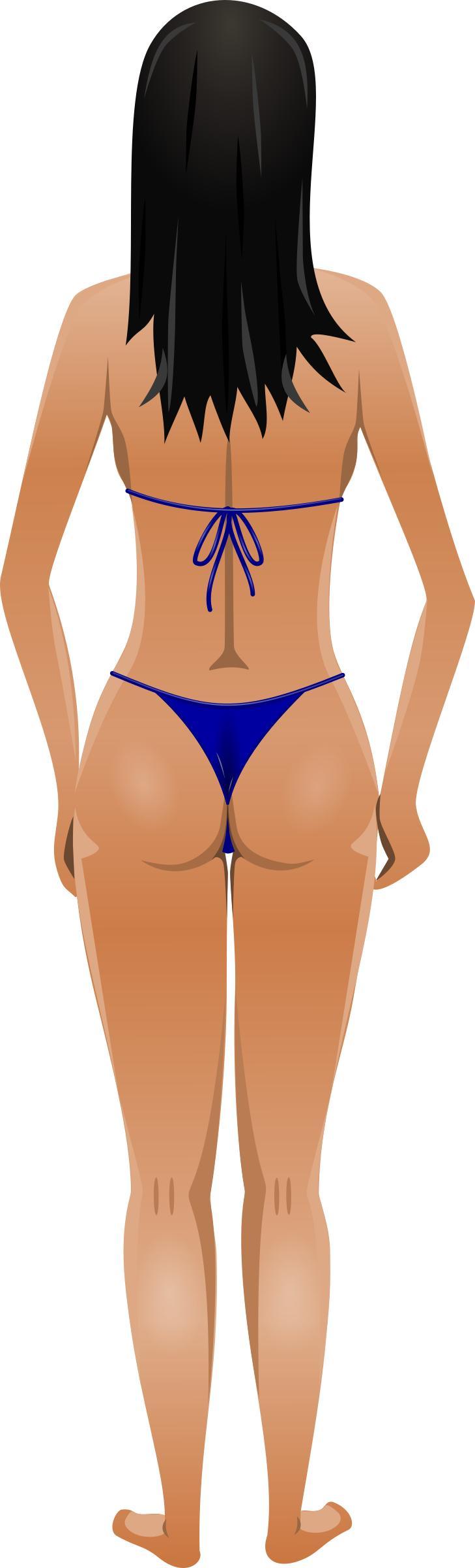 Young lady (light skin, blue bikini, black hair) png transparent