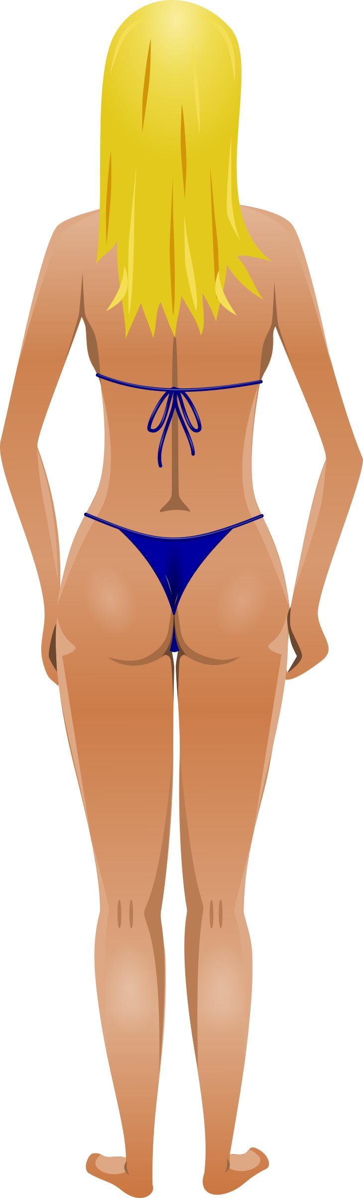 Young lady (light skin, blue bikini, blonde hair) png transparent