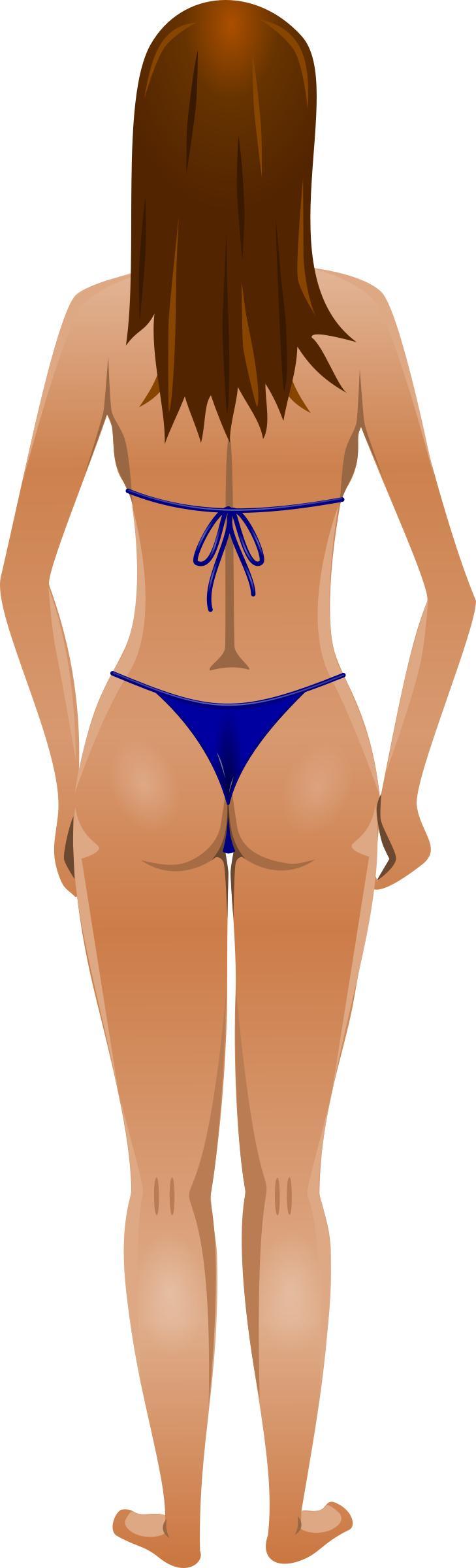 Young lady (light skin, blue bikini, brown hair) png transparent