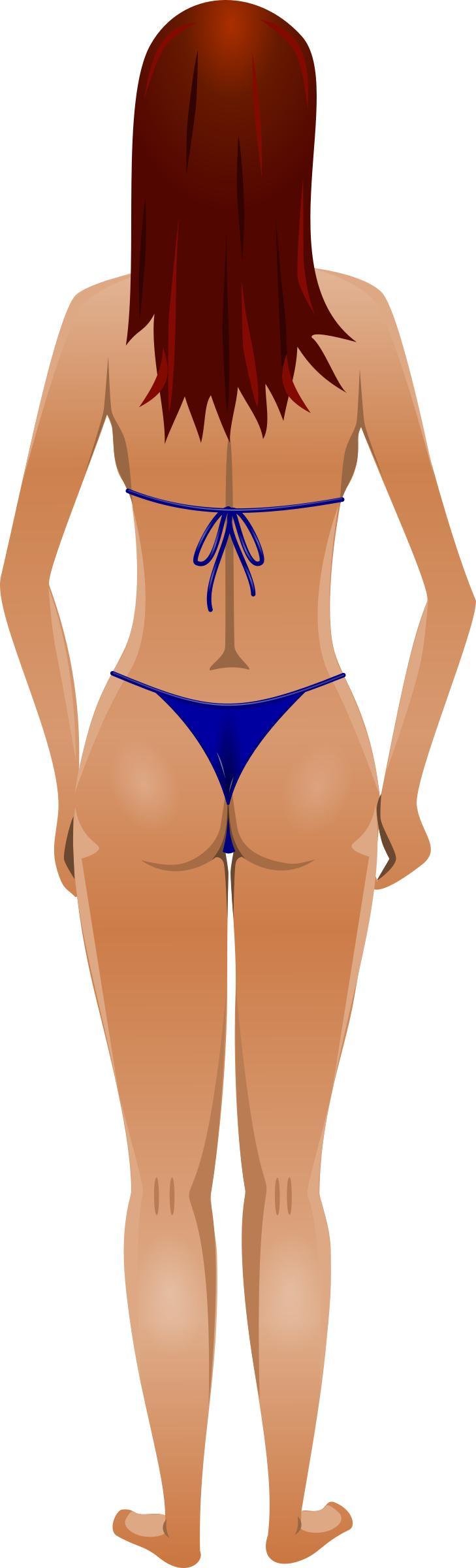 Young lady (light skin, blue bikini, red hair) png transparent