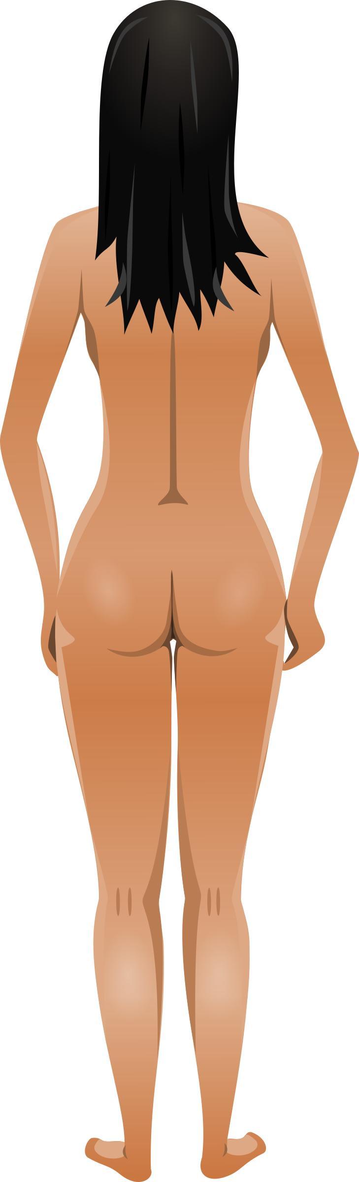 Young lady (light skin, naked, black hair) png transparent