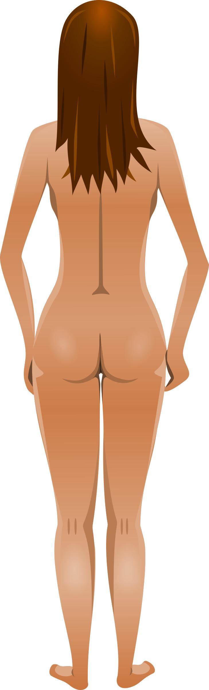 Young lady (light skin, naked, brown hair) png transparent