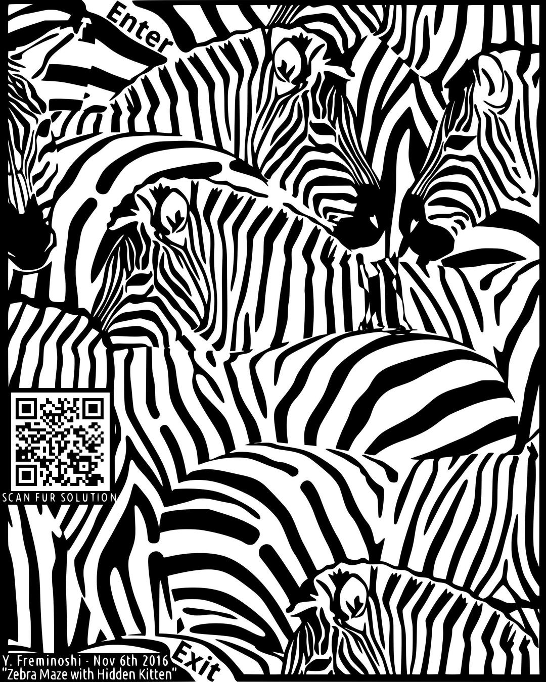 Zebras Maze with Hidden Kitten png transparent