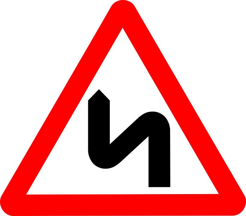 Zigzag Road Warning Road Sign png transparent
