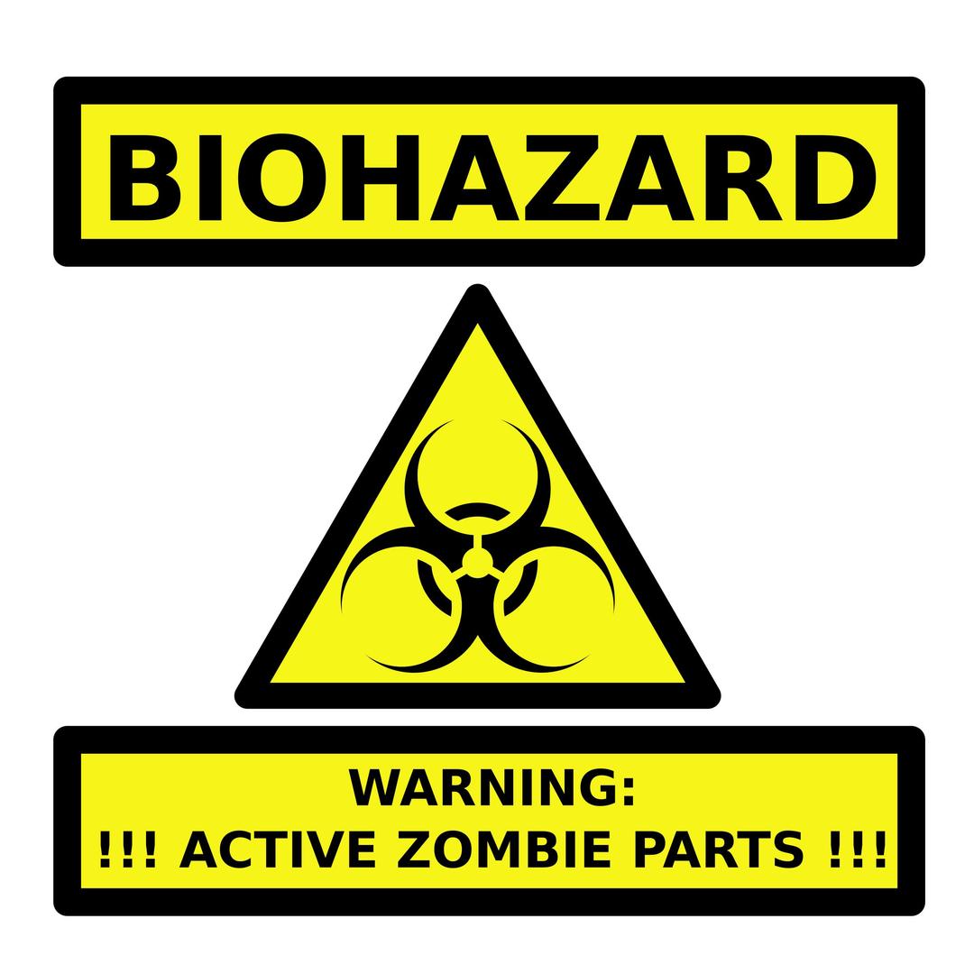 Zombie Parts Warning Label png transparent