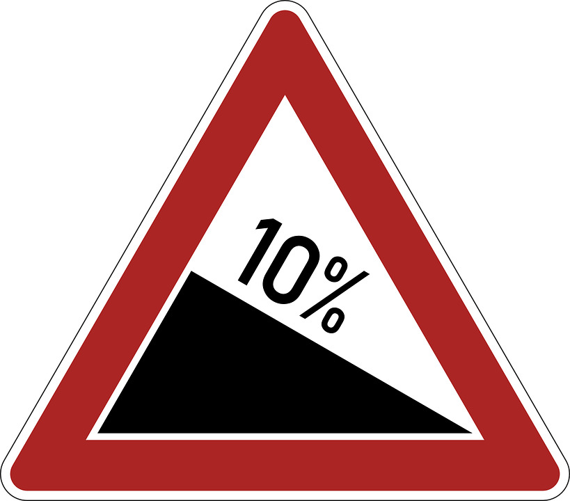 10% Slope Danger Warning Road Sign icons