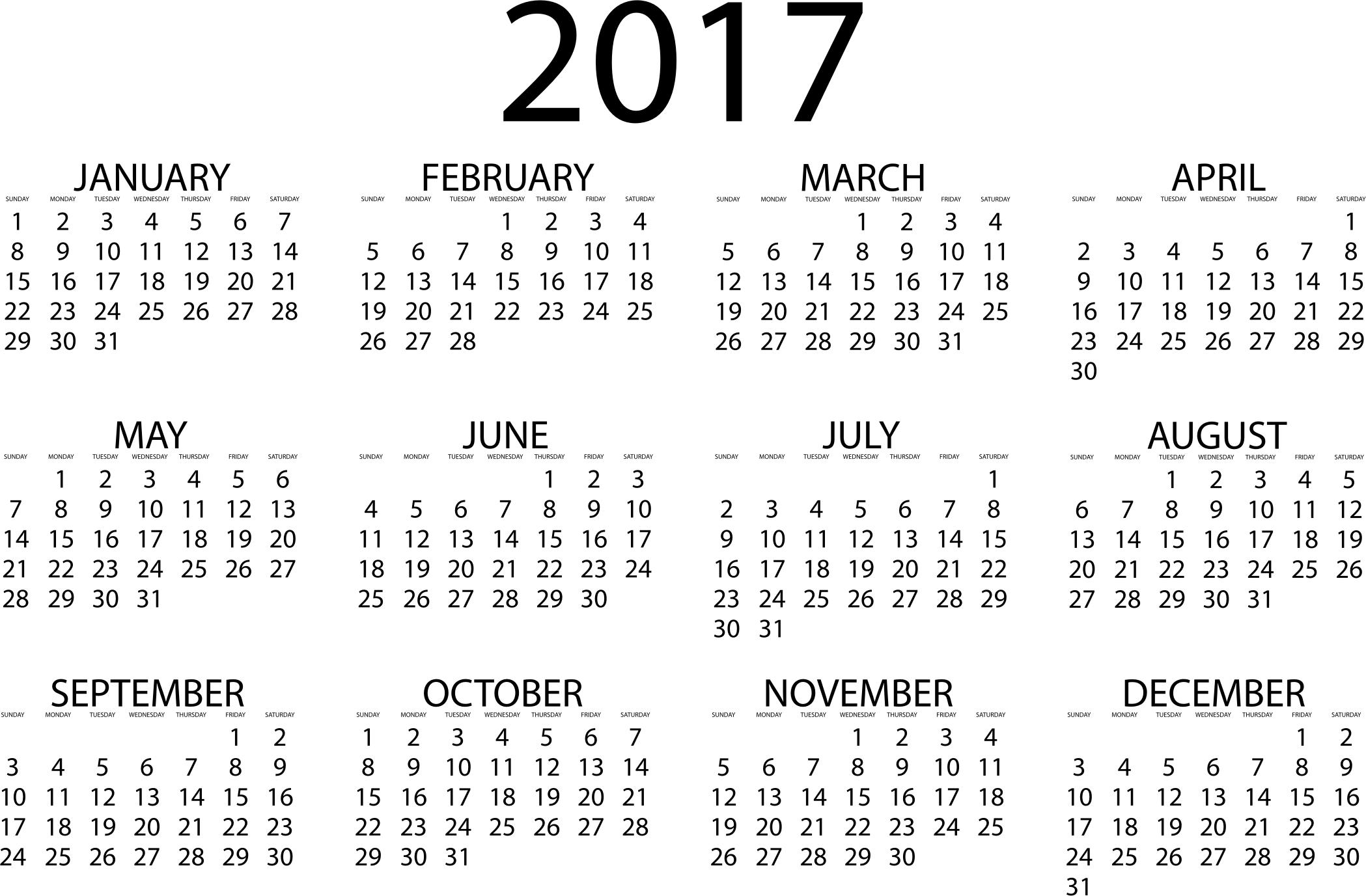 2017 calendar png