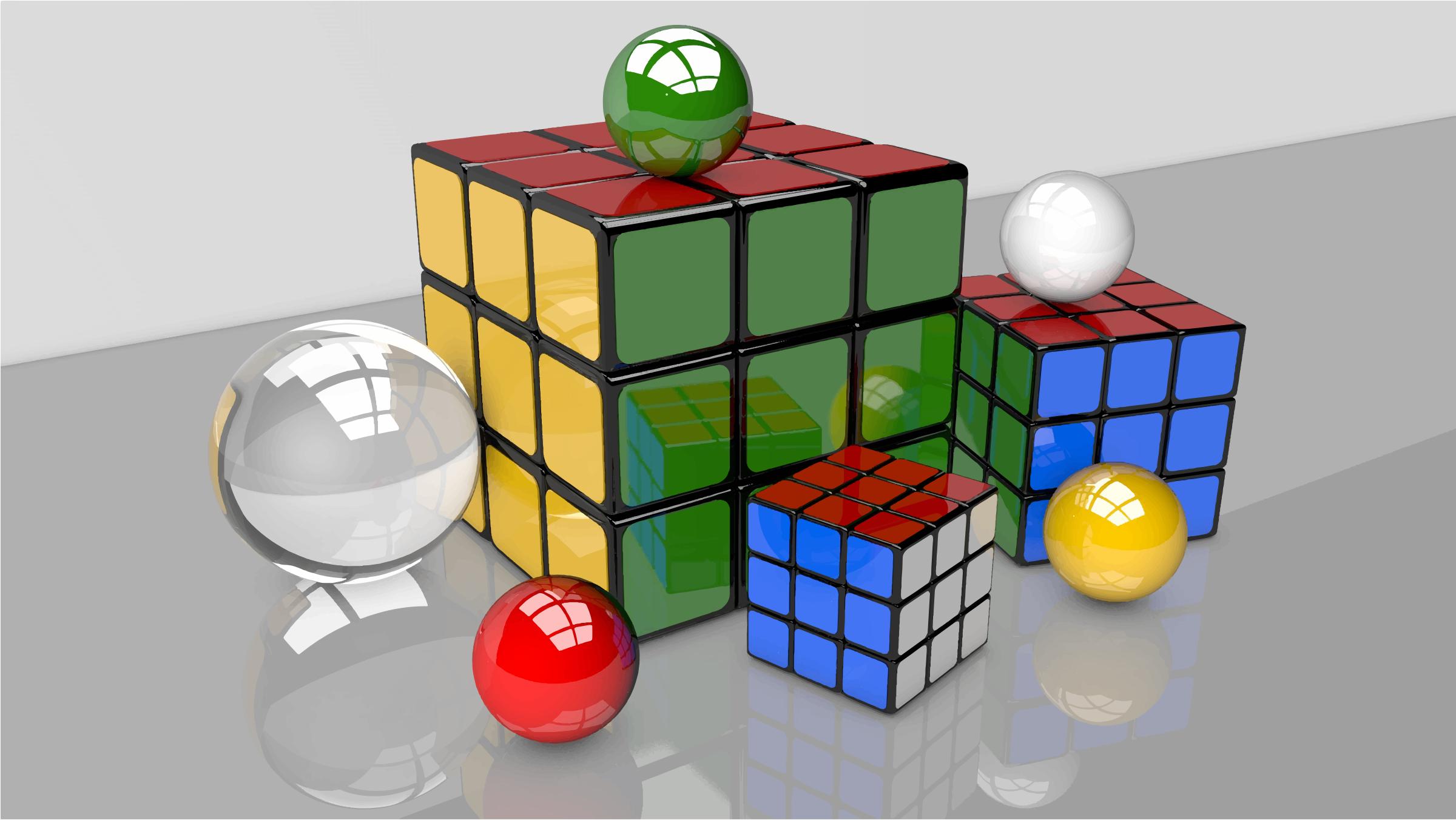 3D Rendered Puzzle Cubes And Spheres png