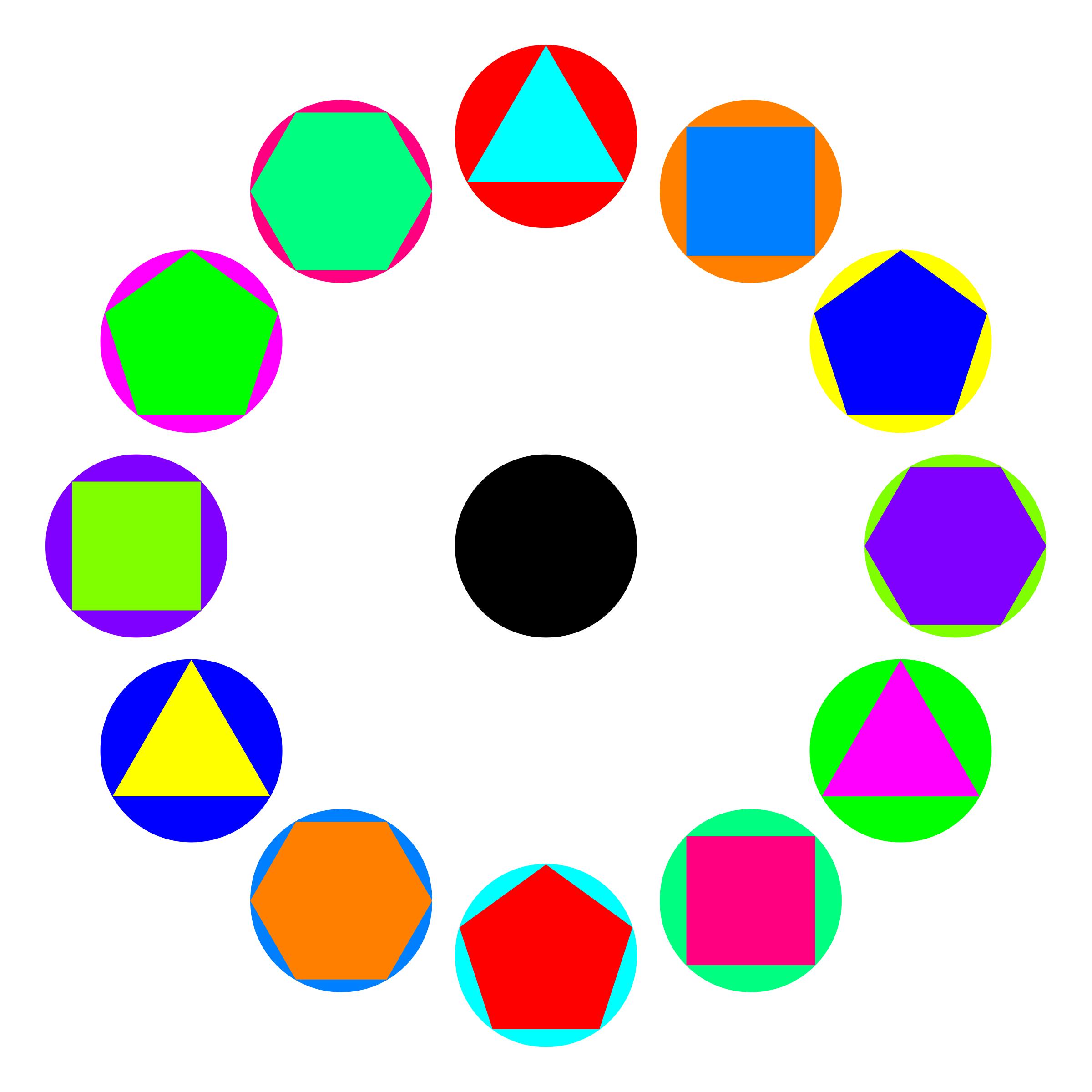 4 polygons in circles rainbow PNG icons