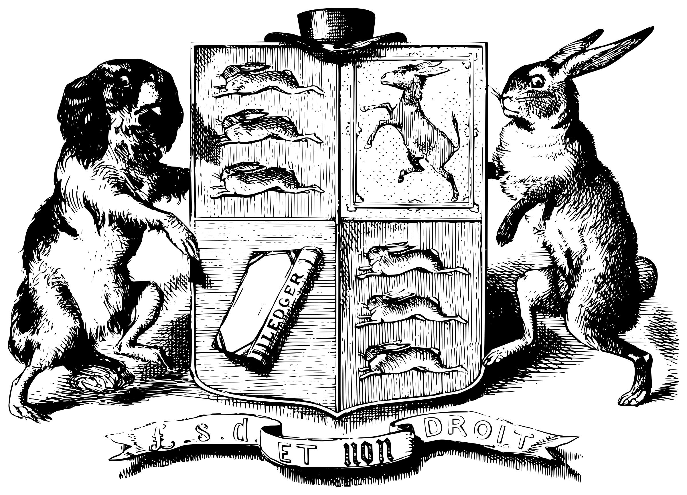A dog and rabbit coat of arms png