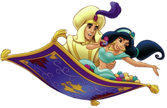 Aladdin and Jasmine on the Magic Carpet png