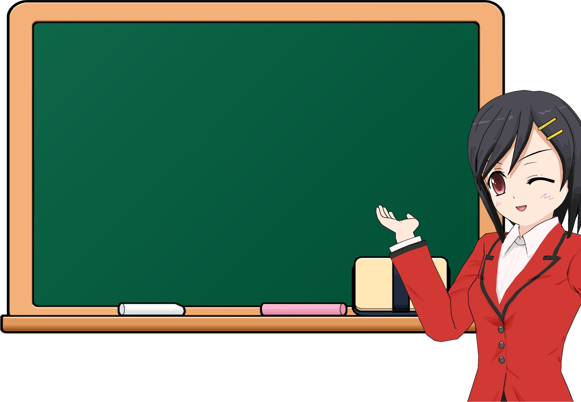 Anime Girl School Chalkboard 2 png