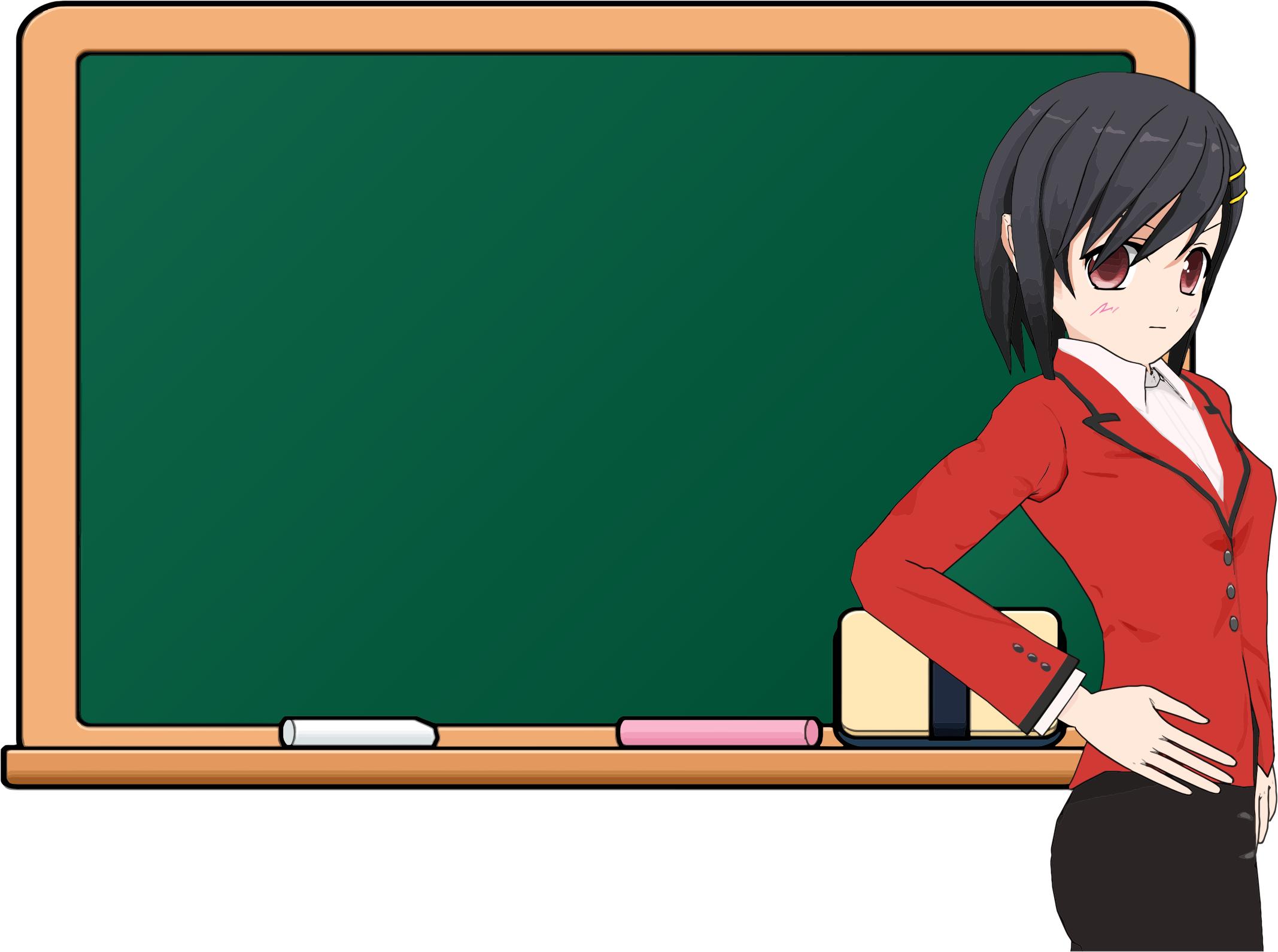 Anime Girl School Chalkboard png