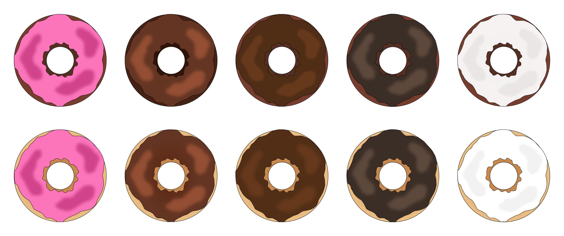 Assorted Plain Frosted Donuts PNG icons