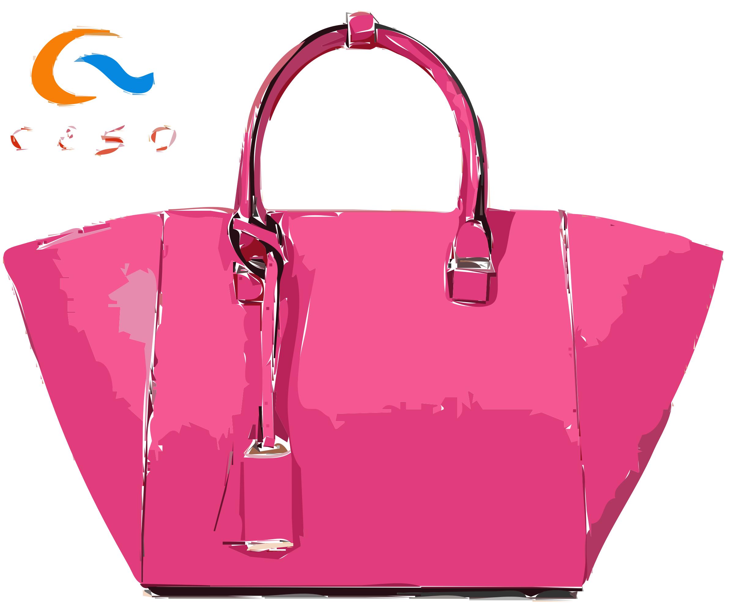 Big Pink Leather Handbag with Logo png