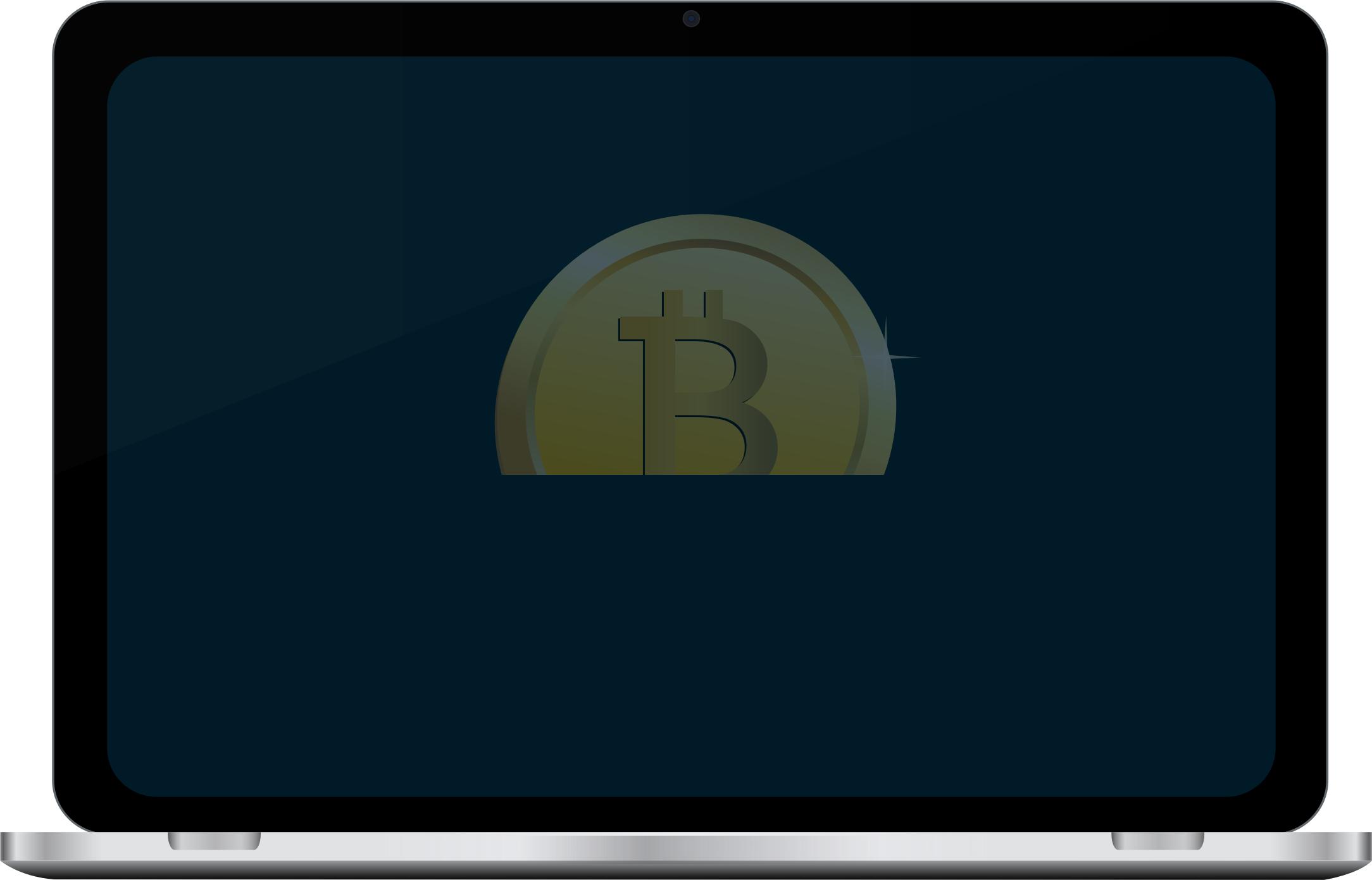 Bitcoin in laptop screen png