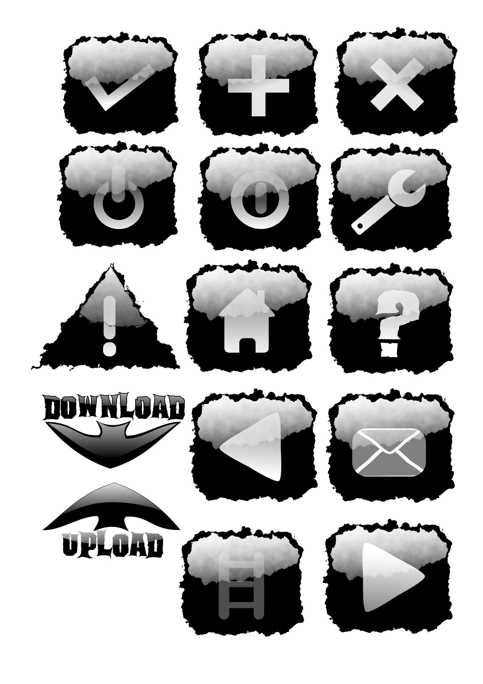 Black torn ed Buttons icons