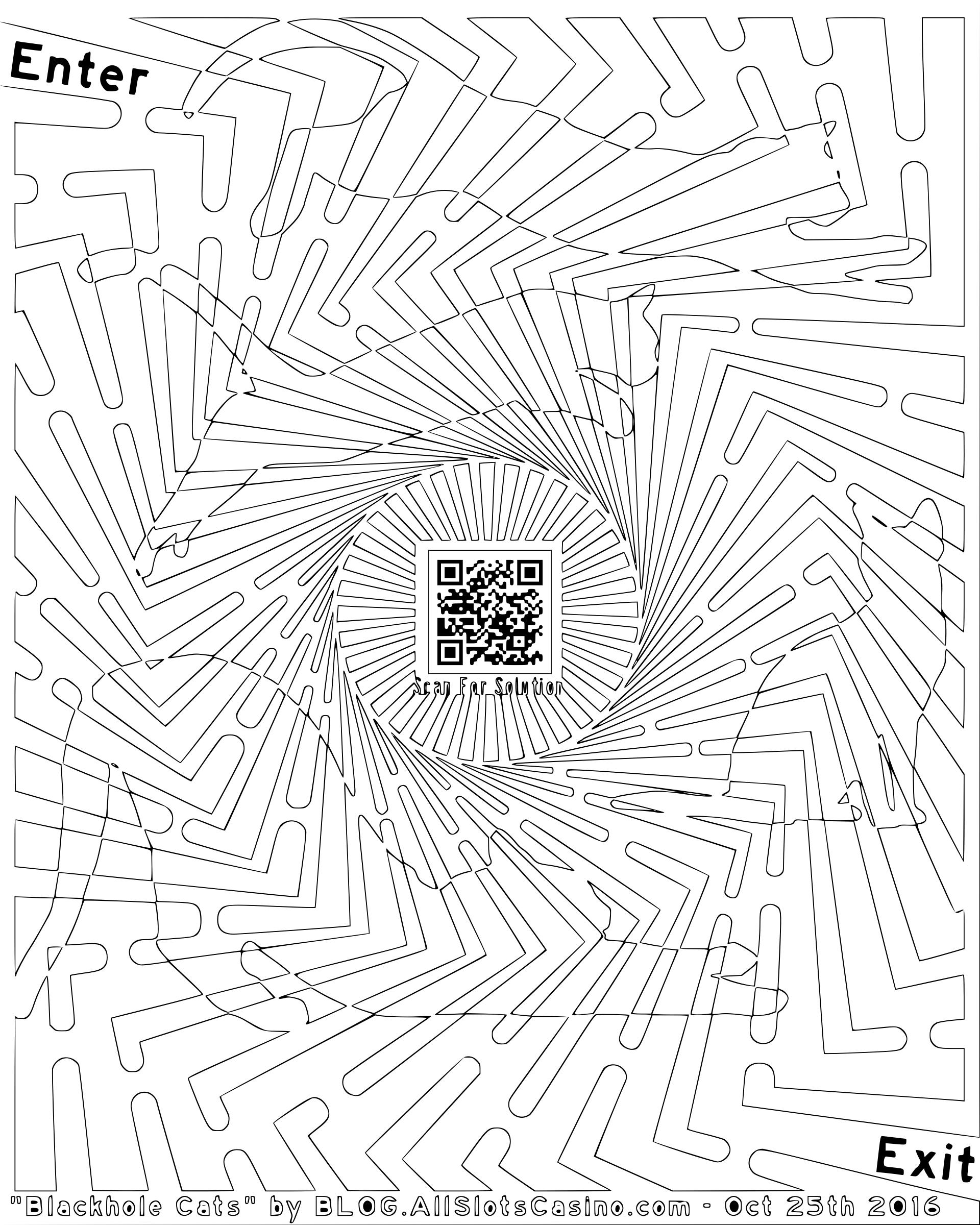 Blackhole Cats Maze Coloring For Adults png