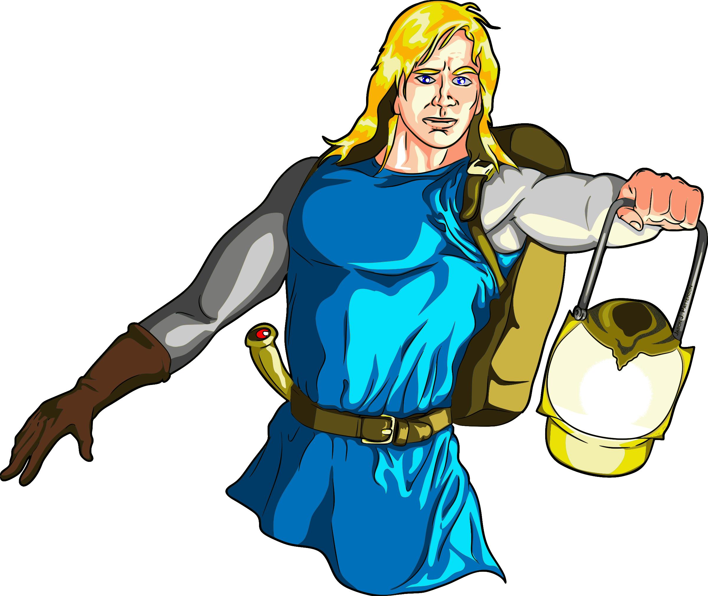 Blonde Male Medieval Adventurer with Lantern - Highlights png