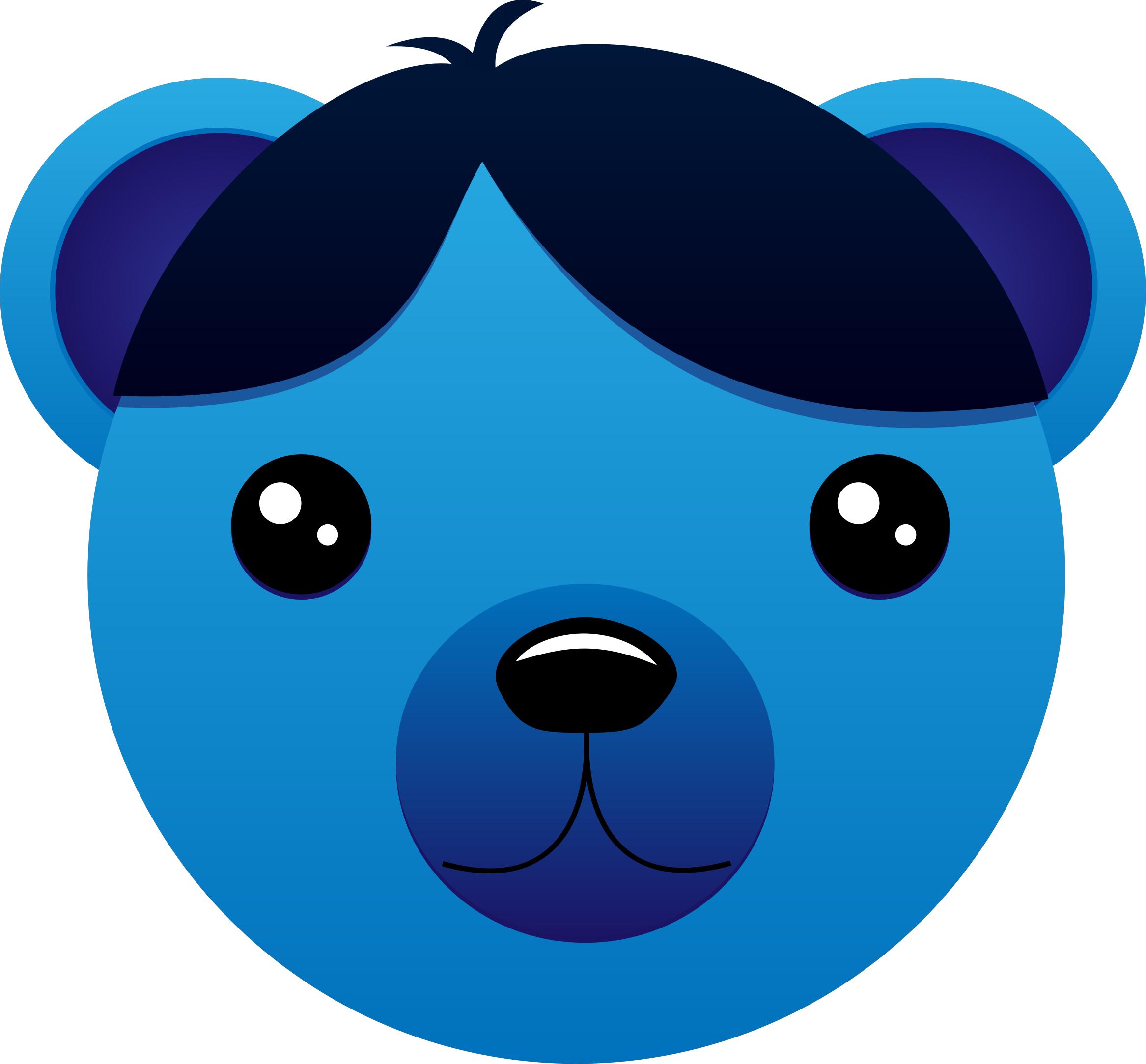 Blue Bear with parted hair png