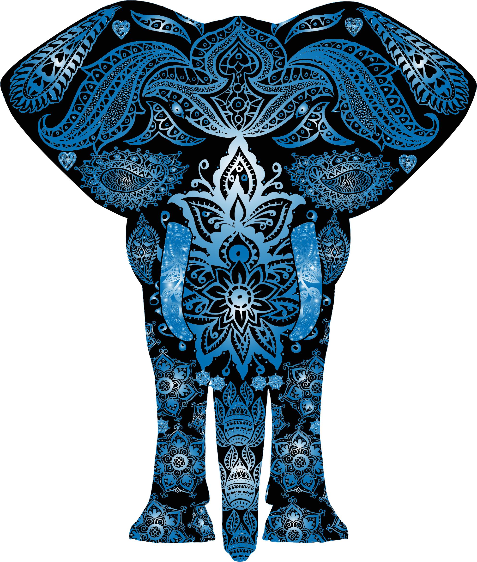Blue Floral Pattern Elephant png icons