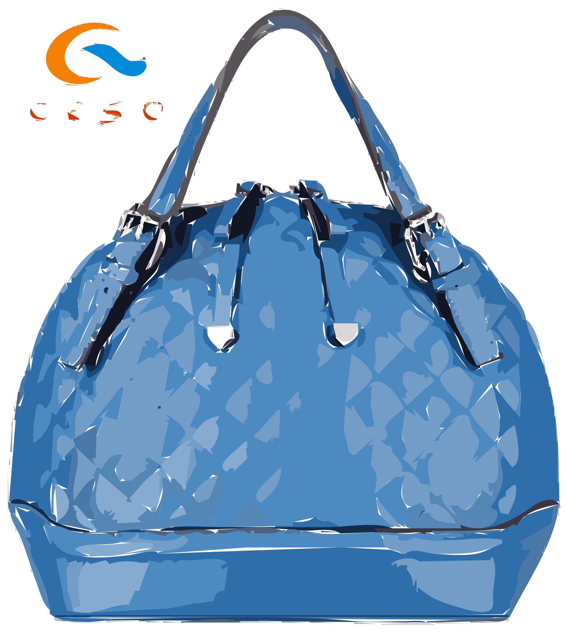 Blue Leather Bag with Logo png