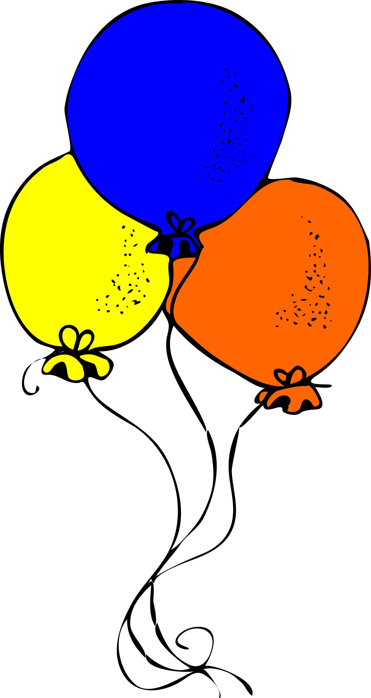 Blue orange and yellow balloons PNG icons