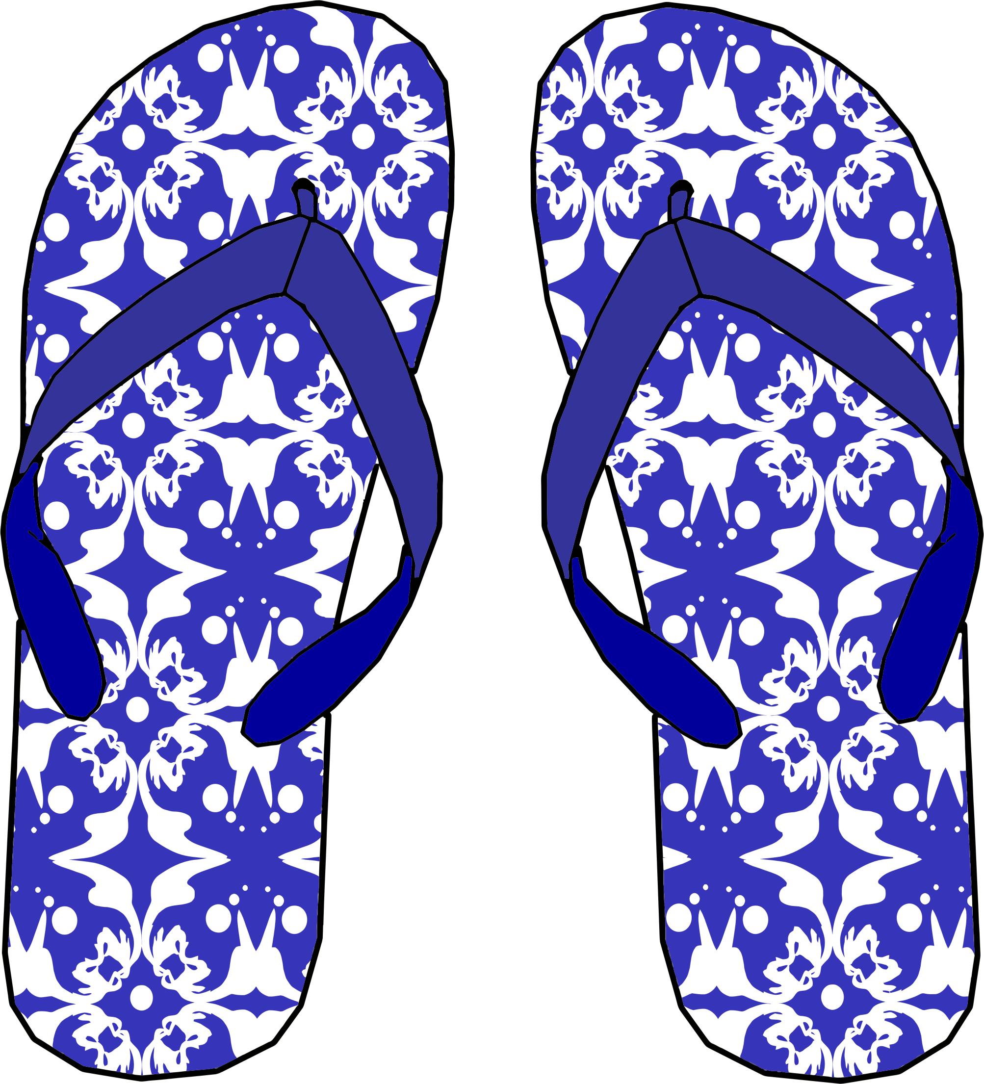 Blue Pattern Flip Flops png