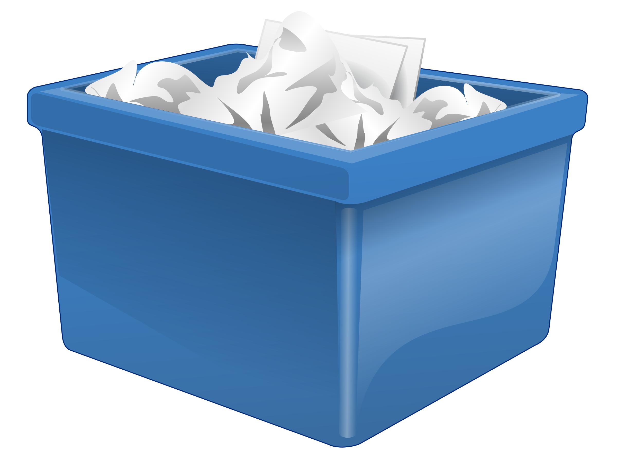 Blue Plastic Box Filled With Paper png