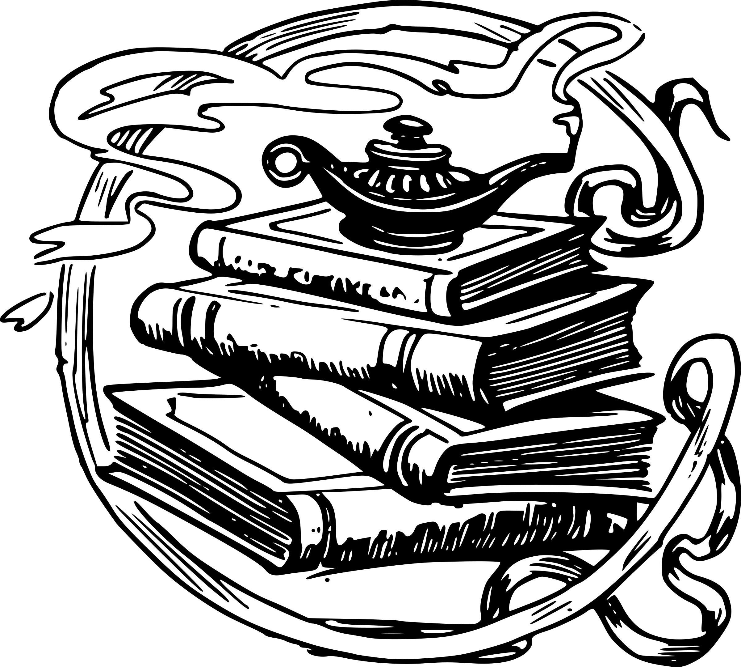 Books and a Magic Lamp png