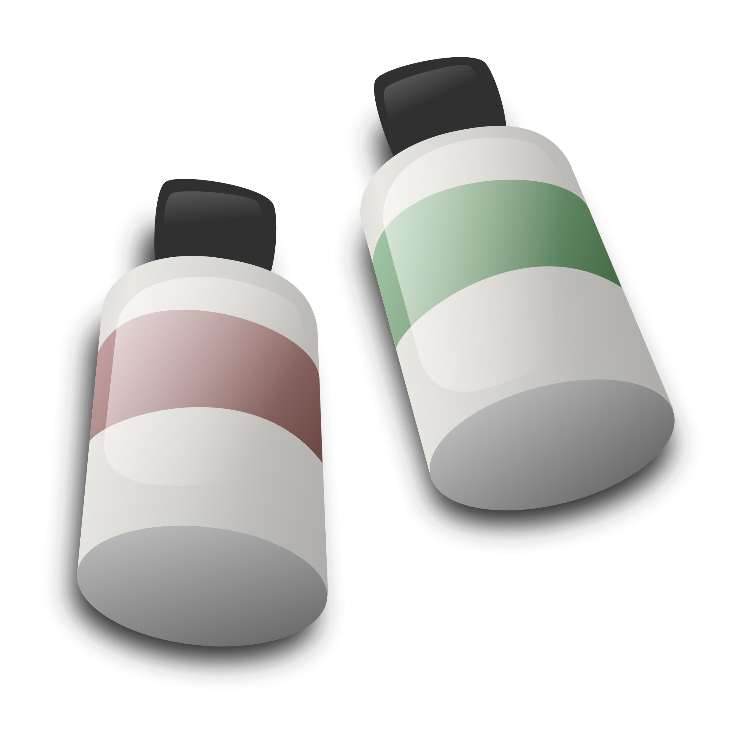 Bottles of dye ink icons