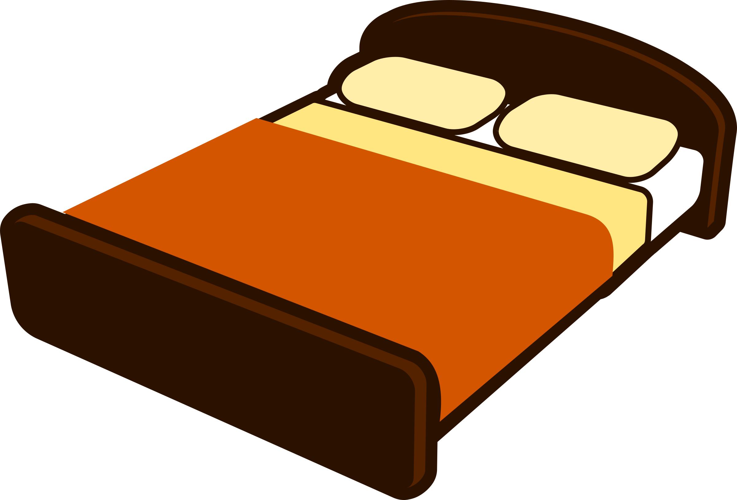 Brown Bed with Brown Blanket png