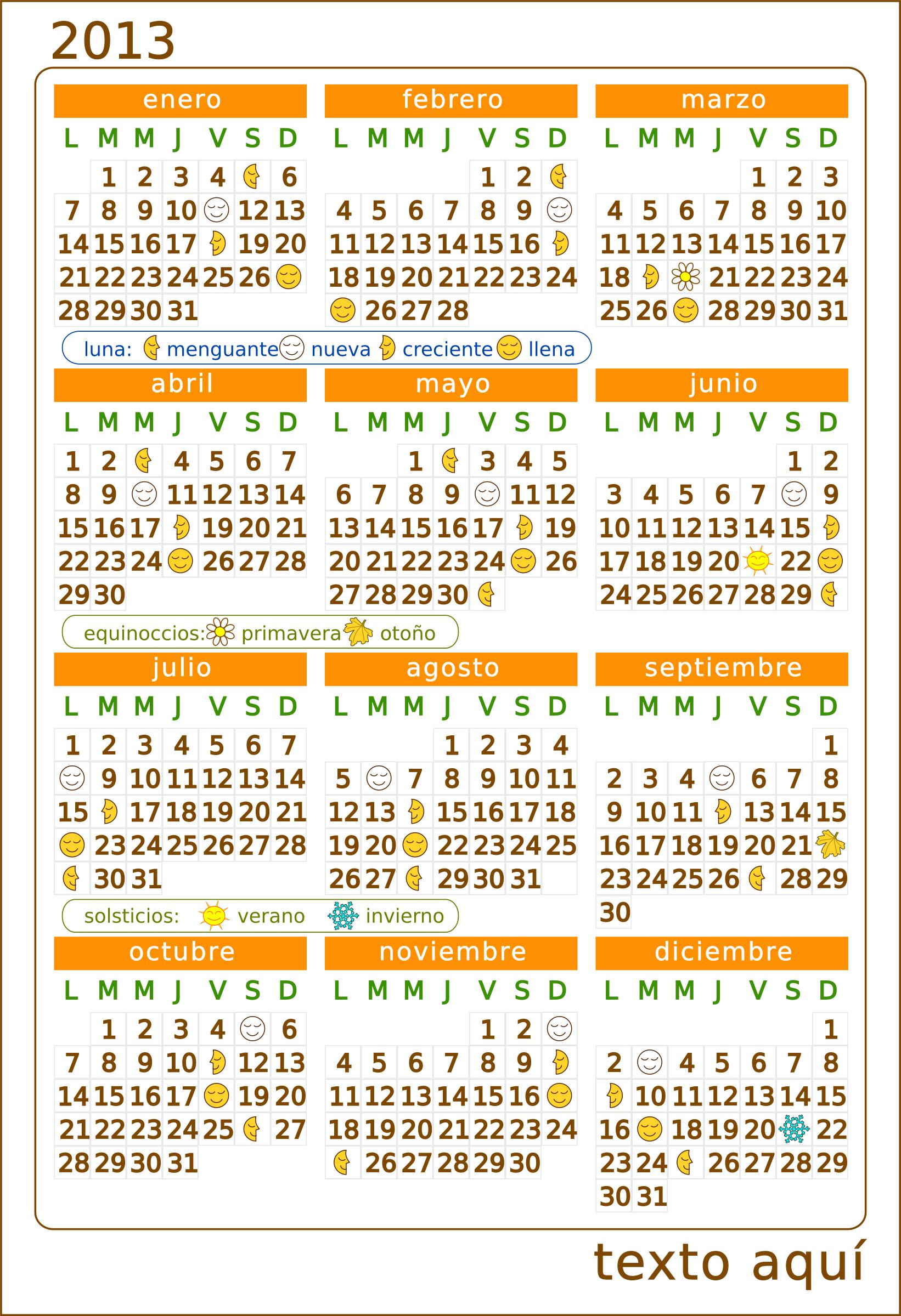 Calendario 2013 Calendar v.2 png
