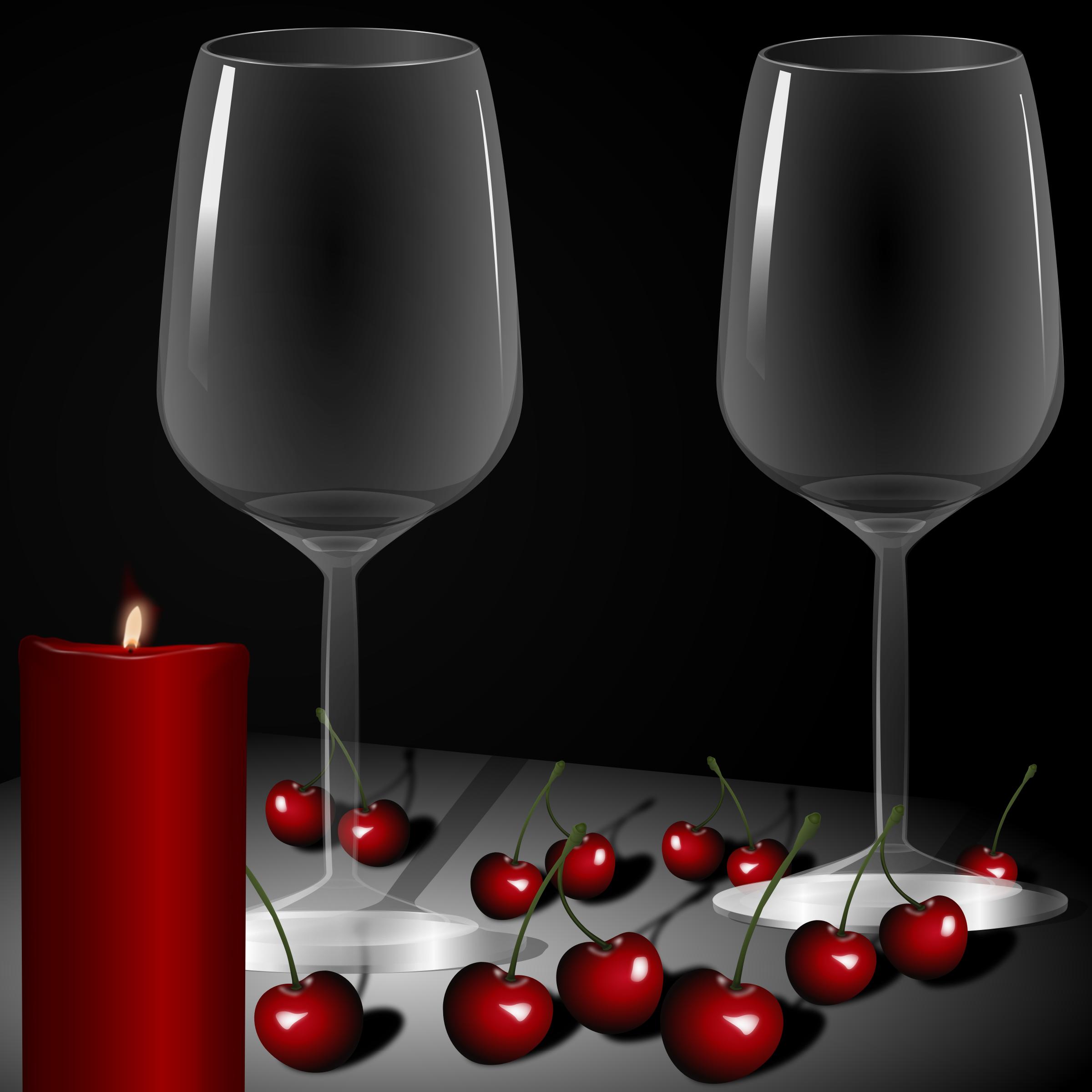 candles, glasses, cups, cherry, taurÄ—s, A¾vakÄ—s, vyA¡nios png