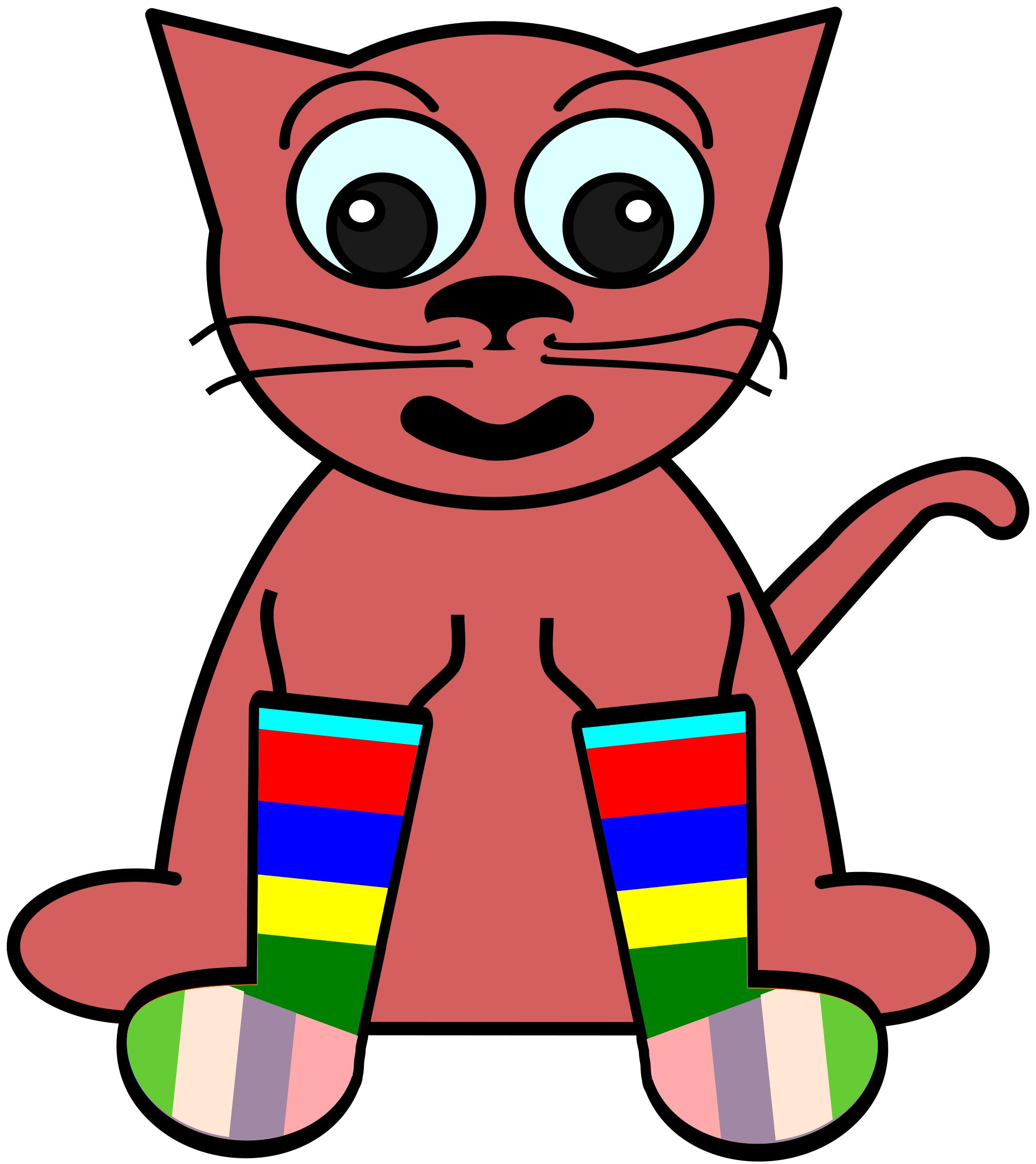 Cartoon Cat In Rainbow Socks png