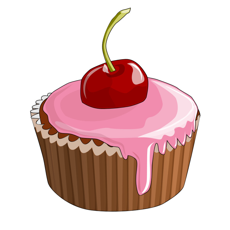 Cartoon Cupcake Cherry on Top png icons