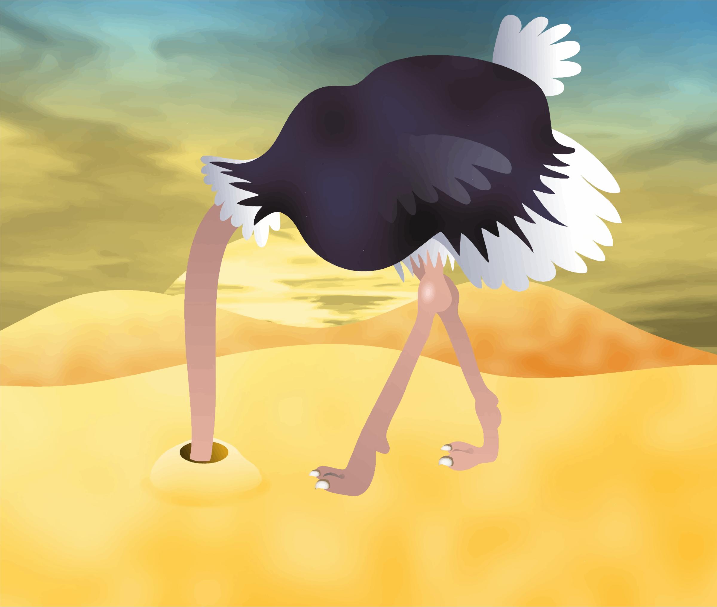 Cartoon Ostrich With Head In Sand png