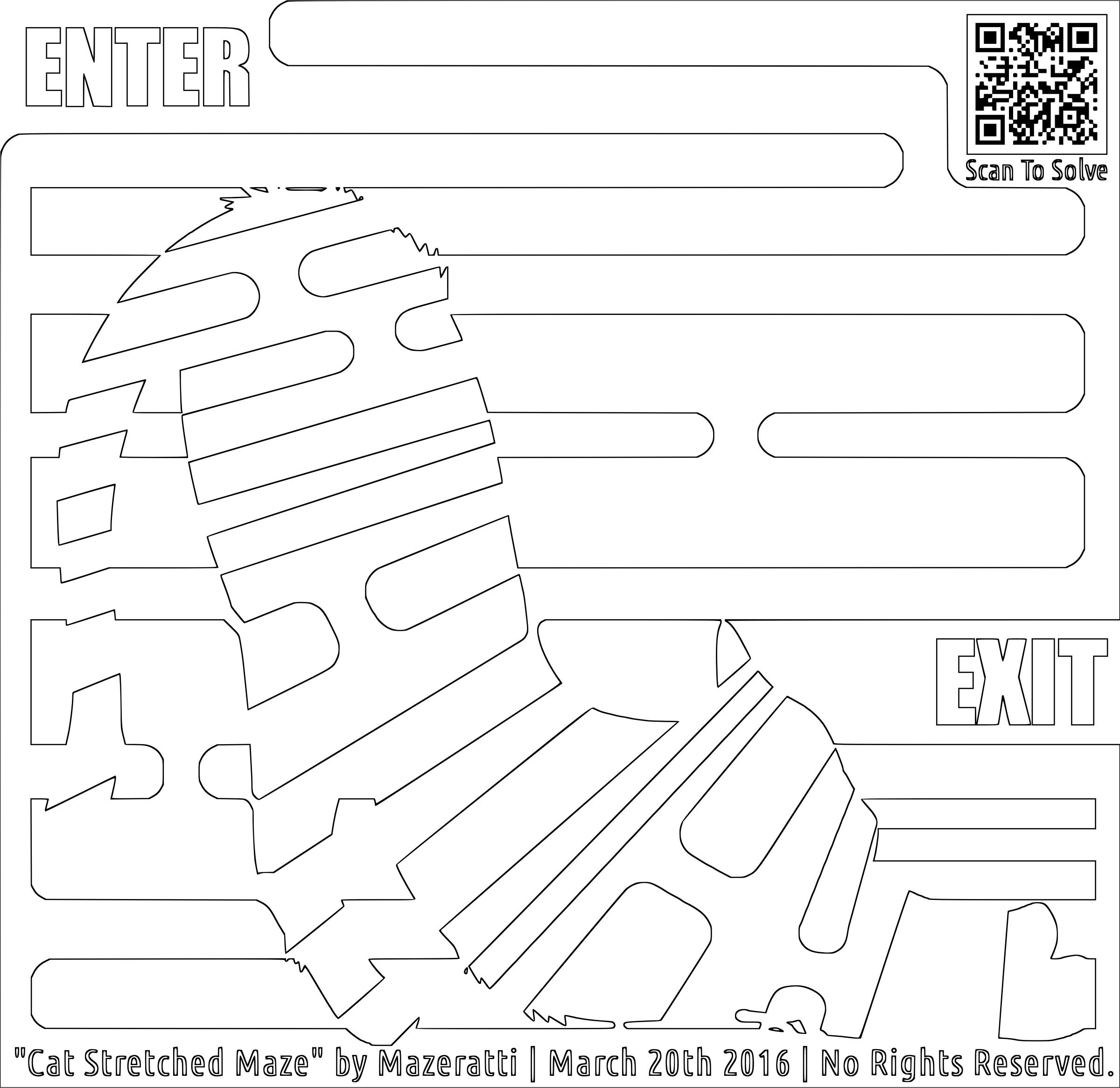 Cat Stretching Coloring Maze png